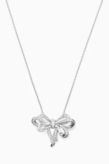 Bow Diamond Pendant Necklace in 18kt White Gold