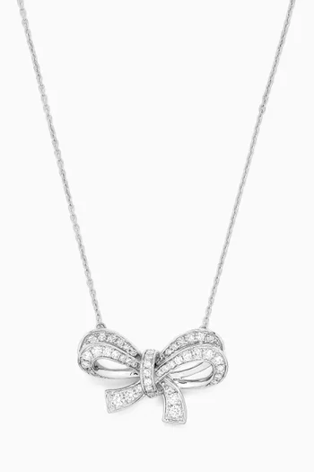 Bow Diamond Pendant Necklace in 18kt White Gold