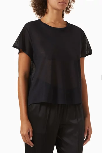 تي شيرت بفتحة رقبة مستديرة قطن جيرسيه