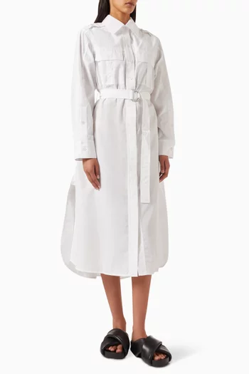 Utility Midi Shirt Dress in Poplin