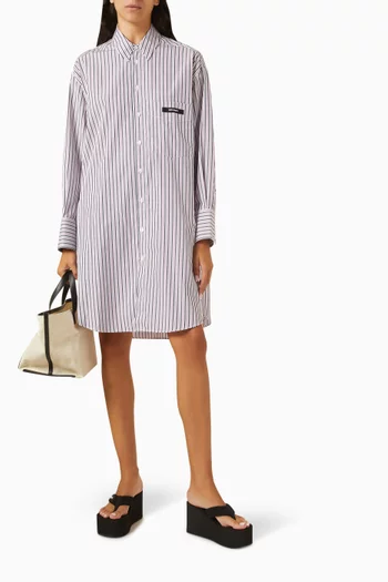 Striped Midi Shirt Dress in Cotton
