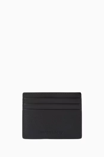 Hudson Embossed Tall Card Case in Pebbled Leather