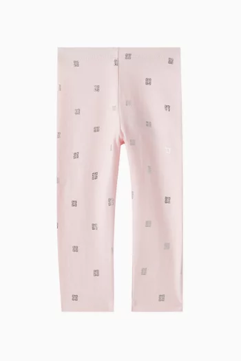 Monogram Print Leggings in Cotton