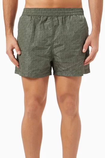 All-over Off Stamp Swim Shorts in Nylon