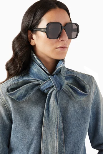 Oversized Square Slim Sunglasses in Acetate