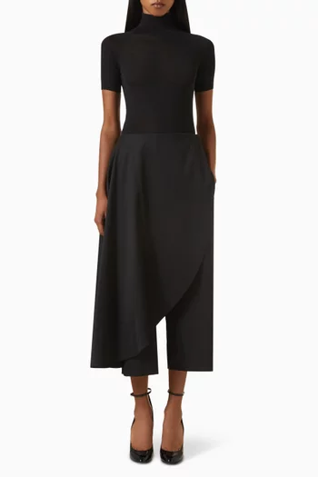 Asymmetric Skirt Pants in Stretch Cady
