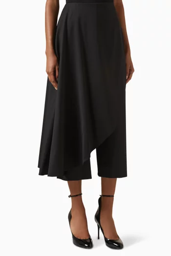 Asymmetric Skirt Pants in Stretch Cady
