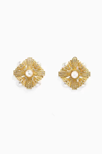 Pearl Clip-on Earrings in Gold-plated Brass