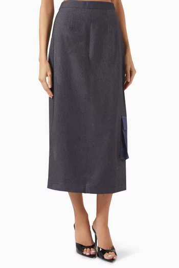 Two-tone Pencil Midi Skirt