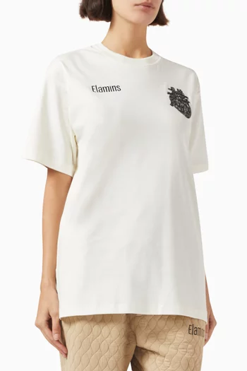 Heart Embroidered T-shirt in Cotton-blend