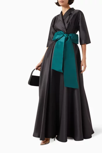 Mamiko Bow-detail Maxi Dress in Mikado Satin