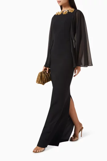 Petunia Floral-embellished Maxi Dress in Crepe
