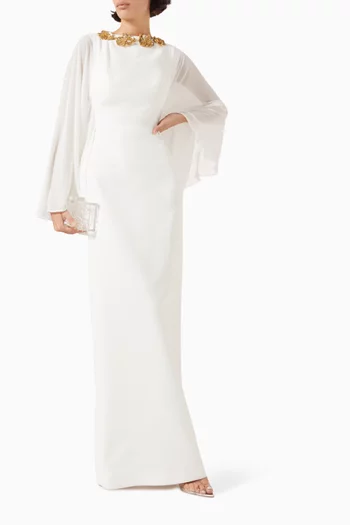 Petunia Floral-embellished Maxi Dress in Crepe