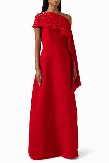 Bambola Embellished Maxi Dress in Crepe