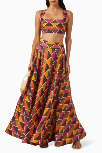 Nova Printed Crop Top in Linen