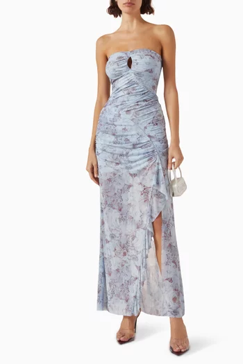 Danica Strapless Maxi Dress in Mesh