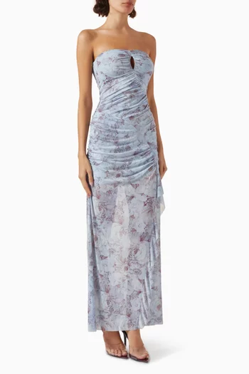Danica Strapless Maxi Dress in Mesh