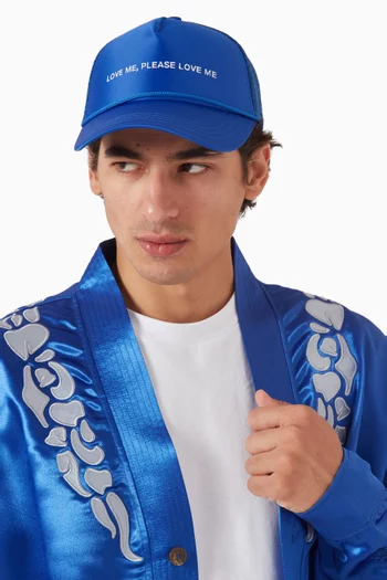 Love Me, Please Love Me Trucker Cap in Satin