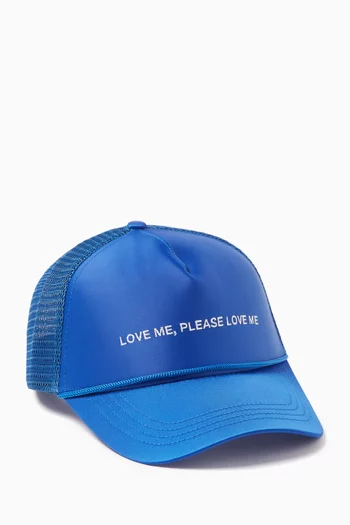 Love Me, Please Love Me Trucker Cap in Satin