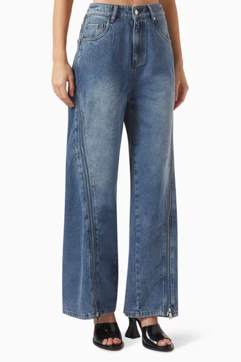 Zipper Wide-leg Jeans