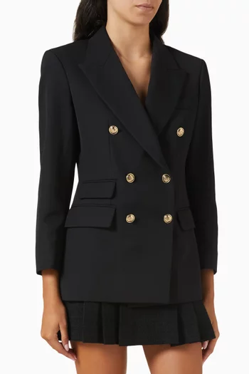 جاكيت بدلة توسكان بصفي أزرار مزيج صوف