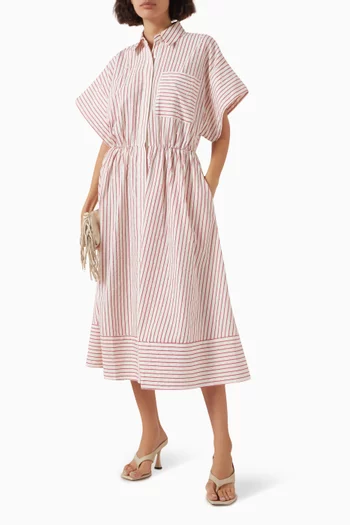 Revana Embellished Midi Dress in Cotton-blend