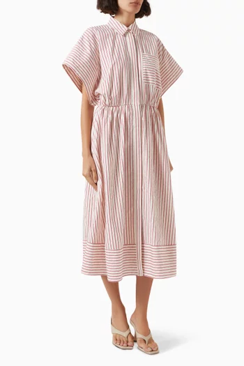 Revana Embellished Midi Dress in Cotton-blend