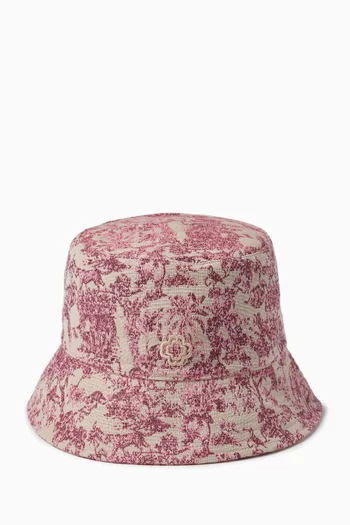 Floral-print Bucket Hat in Cotton-blend