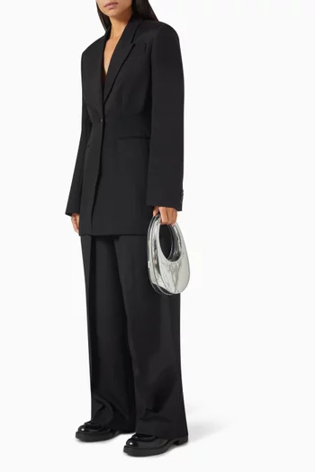 Marine Zip Wide-leg Pants in Viscose Suiting