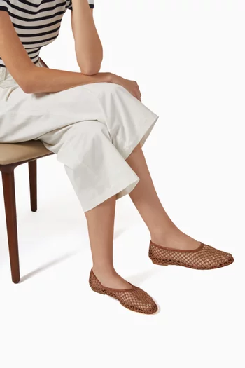Alba Ballet Flats in Crochet Leather
