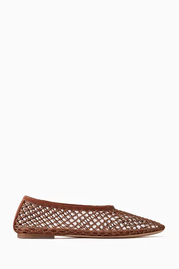 Alba Ballet Flats in Crochet Leather