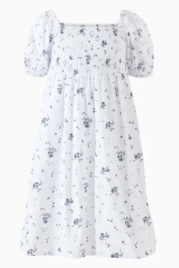 Floral-print Smocked Dress in Cotton