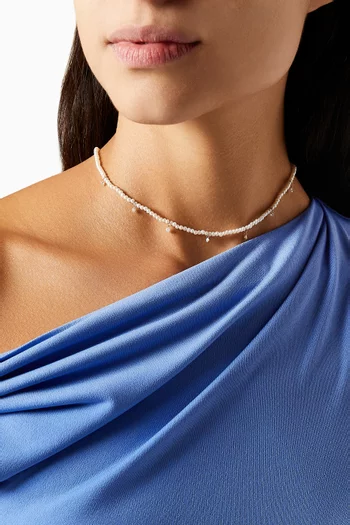 Pearl 7 Diamond Necklace in 18kt Gold
