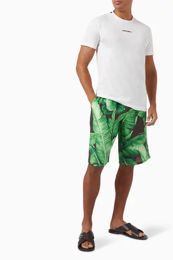 Banana-tree Print Shorts in Silk
