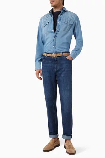 Faux-layering T-shirt in Silk & Cotton