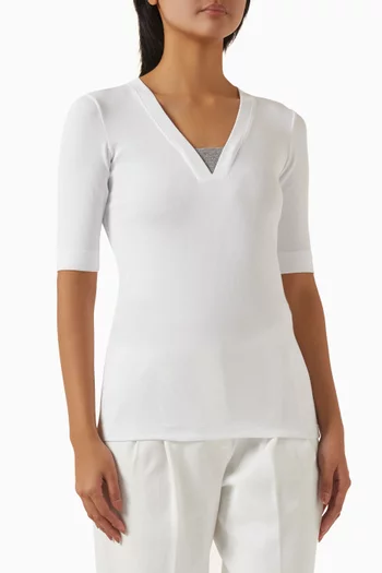 Ribbed T-shirt in Cotton Jersey