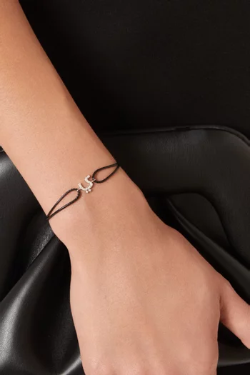 Diamond Arabic Initial Letter "Y' Thread Bracelet in 18kt White Gold