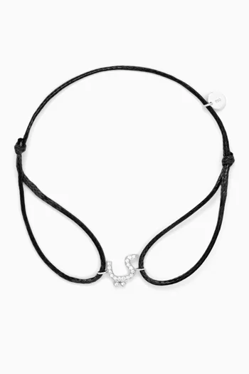 Diamond Arabic Initial Letter "Y' Thread Bracelet in 18kt White Gold