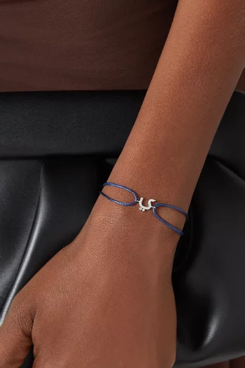 Diamond Arabic Initial Letter "Y' Thread Bracelet in 18kt White Gold