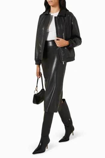 Elastic-waist Jacket in Vegan Leather