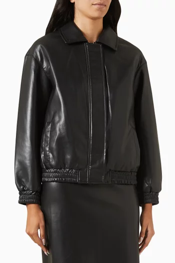 Elastic-waist Jacket in Vegan Leather