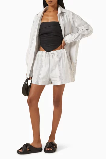 En Vau Striped Shorts in Linen-cotton