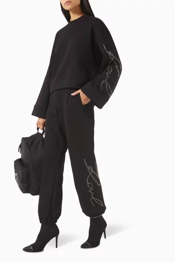 Rhinestone-logo Sweatpants in Cotton Blend