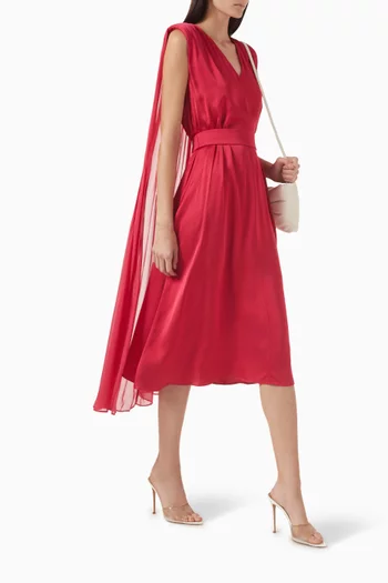 Ceremony Cape Midi Dress in Viscose-satin