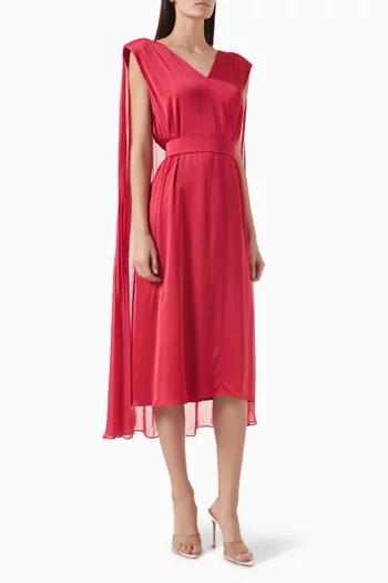Ceremony Cape Midi Dress in Viscose-satin