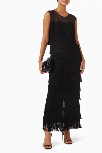 Sleeveless Fringed Maxi Dress