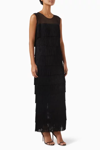 Sleeveless Fringed Maxi Dress