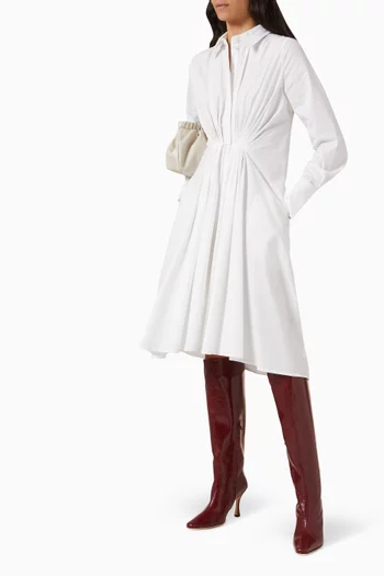 Ophelia Midi Shirt Dress in Organic Cotton-poplin