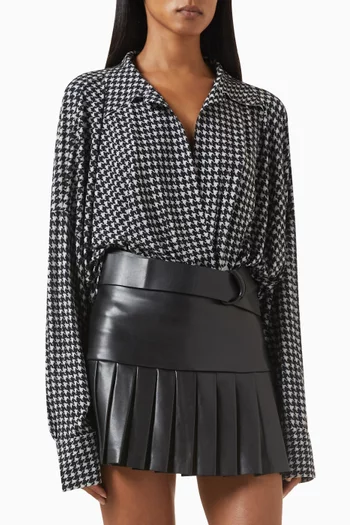 Super Oversized Boyfriend Shirt Bodysuit in Stretch Lycra