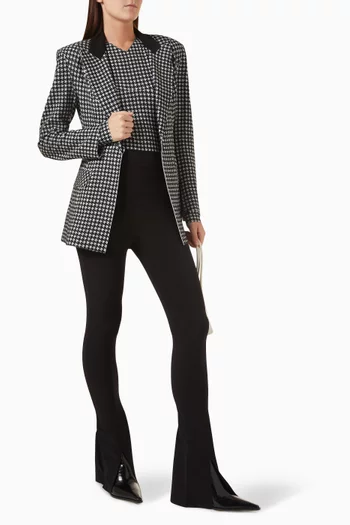 Houndstooth Long-sleeved Top in Stretch Lycra